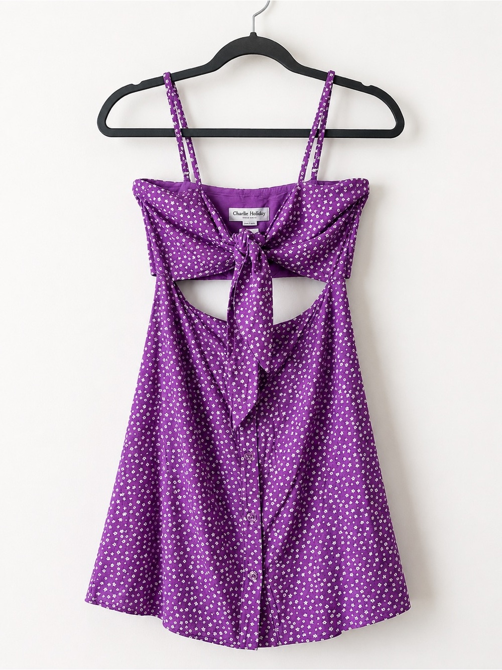 Charlie Holiday Purple Floral Cutout Mini Dress Size S